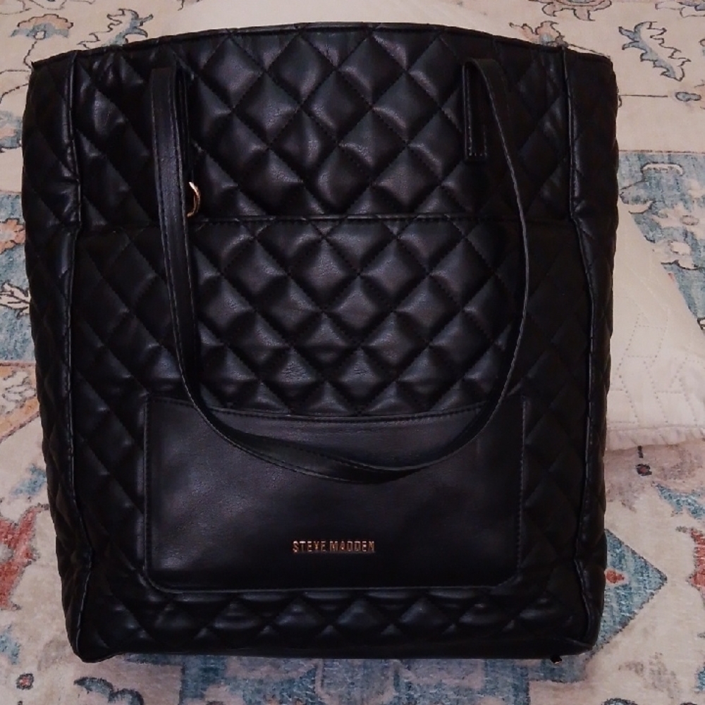 Steve Madden Quilted Black Tote Slightly Used